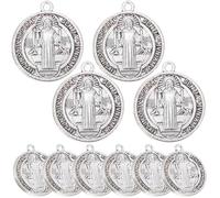 SOIMISS 10pièces Médaille Saint-benoît Métal Pendentif Croix Création Colliers Porte-clés Amulette Protection Religieuse