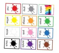 SOIMISS 12 Cartes Flash d'apprentissage des Mots en Anglais Cartes Cognitives Colorées Imperméables pour Garçon et Filles Jeu Amusant pour Développer Mémoire et Observation