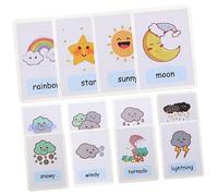 SOIMISS 12 pièces Cartes Éducatives Météo Cartes Apprentissage des Mots Anglais Plastifiées et Étanches Outils Pédagogiques pour Garçon Fille Maternelle et École à