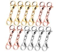 SOIMISS 12 pièces Fermoirs Mousquetons Métalliques Double Extrémité Connecteurs Robustes Ternissure pour Bijoux Extensions Colliers et Bracelets Assortiment Or Acier