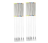 SOIMISS 12 pièces Lot de Fourchettes Fondue Acier Inoxydable Ustensiles Cuisine Inox Résistants pour Dessert Bbq Fruits avec Manche Isolant Coffret Multicolores