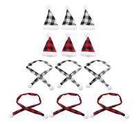 SOIMISS 12 pièces Lot de Mini Bonnets de Père Noël et Écharpes à Carreaux pour Décorations de Noël DIY Chapeaux Festifs Assortis pour Ornements Poupées et Projets Créatifs