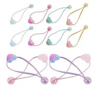 SOIMISS 12pièces Élastiques Cheveux Multicolores Forme de Cœur avec Petites Perles Très Élastiques pour Tresses et Queues de Cheval Accessoires de Coiffure Doux et Confortables