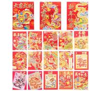 SOIMISS 18 Pcs Enveloppes Rouges Chinoises pour Nouvel An Chinois Année du Dragon Rouge avec Caractères et Motifs Traditionnels Pochettes de Chance pour Fêtes et Offrandes
