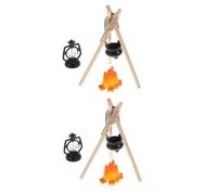 SOIMISS 2 Ensembles Décorations Miniatures de Campement avec Réchaud et Feu de Camp Suspendu pour Maison de Poupée Accessoires de Scène Hivernale et Jardin de Fées Ornements de Fête Noël