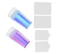 SOIMISS 2 ensembles Tampon à Ongles Silicone avec Poignée Transparente Outils de Manucure DIY pour Art des Ongles Bleu