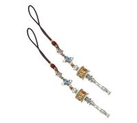 SOIMISS 2 pièces Amulette Feng Shui Vajra Tibétaine Pendentifs Roue de Prière Suspendus pour Rétroviseur Voiture Symbole Protection et Sécurité Voyage Décoration Culturelle Bouddhiste