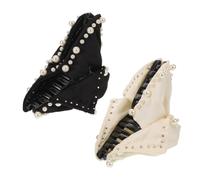 SOIMISS 2 Pièces Barrette Triangle Satin avec Perles Artificielles Pince Forte Antidérapante pour Cheveux Épais Longs Accessoire Élégant pour Mariages et Usage Quotidien