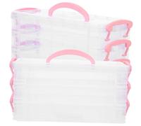 SOIMISS 2 pièces Boîte de Rangement Empilable Couches pour Crayons et Stylos Mallette de Bureau Légère Transparent avec Poignée Lot de Organiseurs pour Fournitures Scolaires et Bureau