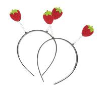SOIMISS 2 Pièces Cerceau de tête de fraise bandeau fraise adulte framboise bandeau fraise femme tordu Bandeau de fruits Clans de poils de fraise accessoires de cheveux à la fraise en tissu