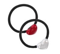 SOIMISS 2 pièces Élastiques Cheveux Cœur Hautement Élastiques Rouges et Blancs Accessoires Valentine Doux pour Queue de Cheval Femmes et Filles sans Casse Usage Quotidien et Fêtes