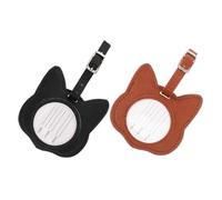 SOIMISS 2 Pièces Étiquette Bagage Chat PU Élégante pour Femmes Lot de Identifiant Valise Voyage Avion Accessoire Mode Noir