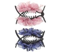 SOIMISS 2 Pièces Floral Claw Hair Clips With Pearl Beads Secure High Ponytail Holders For Women Non-slip Hair Accessories For Weddings Luau And Beach Parties