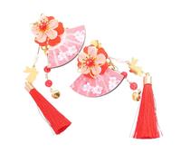 SOIMISS 2 pièces Lot de Épingles à Cheveux Japonaises Éventail avec Perles et Pompon Accessoires Fleuris pour Femmes et Filles Décor pour Kimono et Costumes Traditionnels