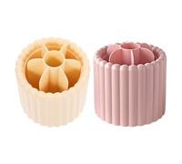 SOIMISS 2 Pièces Organisateur de Pinceaux Rotatif Rangement pour Maquillage et Bureau Support Multifonctionnel pour Cosmétiques et Accessoires Facile à Nettoyer Finition Crème et Rose