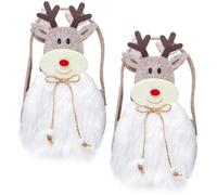 SOIMISS 2 Pièces Paquet Présent de Noël, Pochette Poignée, Tissu, pour Ranger et Emballer de Petits Objets, Fête de Noël, Thème Xmas