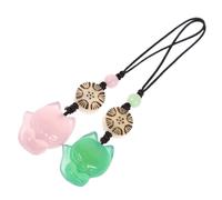 SOIMISS 2 pièces Pendentifs Téléphone Jade Naturel Forme de Renard Décoration Suspendue Artisanale Vert et Rose pour et Porte-clés