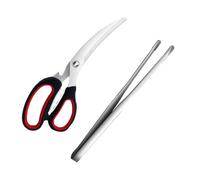 SOIMISS 2 pièces Pinces Barbecue INOX Ergonomique Résistant Chaleur avec Ciseaux et Pince Viande pour Grillades Maison et Plein Air
