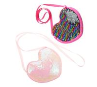 SOIMISS 2 Pièces Sac Bandoulière Cœur Paillettes pour Filles Sac à Main Scintillant Léger avec Strap Épaule Porte Monnaie Garçon Fille Brillant pour Petites s pour Trésors