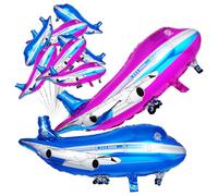 SOIMISS 20 pièces Ballons Aluminium Avion Bleu et Rose pour Décoration Fête Anniversaire Ballons Gonflables Thème Voyage Décoration Sécurisée et Facile à Gonfler