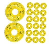 SOIMISS 20 Pièces Lot de Mini Bouées de Natation Décoratives Jaunes pour Maison de Poupée Accessoires Mini Piscine avec Petit Canard et Décoration
