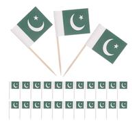 SOIMISS 200 Pièces Drapeaux Miniatures Pakistan en Bois Décorations pour Petits Gâteaux Pics à Cocktail Cure-Dents Fête Drapeau à Main Accessoires De Pique-