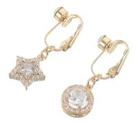 SOIMISS 2pièces Faux Piercing Nombril sans Perçage Bijoux avec Barre Pendante et Clip Oreille Anneau Rond Étoile pour Femmes Quotidien ou Fêtes