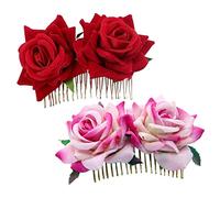 SOIMISS 2pièces Peigne à Cheveux De Mariage Avec Fleur De Rose Lot De Pinces à Chignon Pour Mariée Accessoire De Coiffure Délicat Et Attrayant