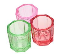 SOIMISS 3 pièces Bol à Mélange Verre pour Ongles Coupe Octogonale Transparente pour Liquide Monomère Poudre Acrylique et Mélange de Vernis Outil Multifonction pour Nail Art et Extensions