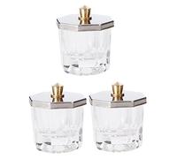 SOIMISS 3 pièces Bol Verre Cristal Octogonal pour Nail Art Lot Couvercle Inoxydable Récipient pour Liquide et Poudre Acrylique Manucure et Pratique pour Salon ou Usage Personnel