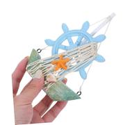 SOIMISS 3 Pièces Décoration Bateau à Voile Style Méditerranéen avec Roue de et Ornements Nautiques pour Décor Côtier Élégant