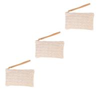 SOIMISS 3 Pièces en Paille Portefeuille Zip Femme de Filles Petit Porte Monnaie de Ligne de données de Rangement Pochette Rangement à Monnaie Porte-Monnaie Cuir Beige