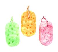 SOIMISS 3 Pièces Lot de Éponges de Bain Exfoliantes Nid Abeille avec Corde Suspendue Éponge Réutilisable pour Nettoyage Doux Du Corps et Mousse Riche pour Usage Domestique