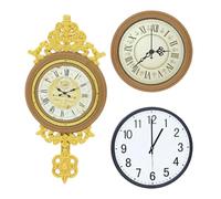 SOIMISS 3 Pièces Miniature Vintage European Wall Clock Set with Pendulum for Dollhouse Decor Detailed Roman Design Ready-to-Hang Mini Furniture Accessories for Playroom