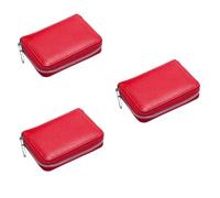 SOIMISS 3 Pièces Organisateur Portefeuilles Sacs à Main De Voyage Carte Support Sécurisé Portefeuille De Crédit PU Cas De Crédit Titulaire d'une Entreprise Poche Porte-Monnaie Autour Rouge