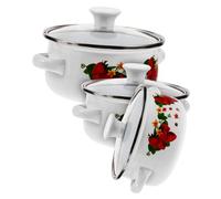 SOIMISS 3 Pièces Set de Mini Casseroles Émaillées Polyvalentes Petites Marmites de Cuisine pour Adaptées Aux Sauces et Nouilles Instantanées avec Motifs
