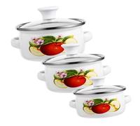 SOIMISS 3 pièces Set de Mini Marmites Empilables Émaillées à Double Poignée Pots à Soupe Multifonctions pour Cuisson Plaques Électriques et Induction pour Nouilles Instantanées et Mijotés