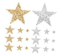 SOIMISS 30 pièces Lot Écussons Thermocollants Étoile Pailletée pour Vêtements et Accessoires Patchs Décoratifs Strass Argenté et Doré Faciles à Repasser et Réparer