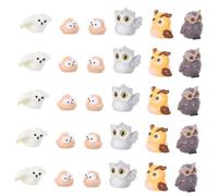 SOIMISS 30 Pièces Miniature Owl Figurines Resin Small Forest Animal Statues for Fairy Garden Terrarium Dollhouse Micro Landscape Decor