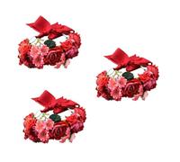 SOIMISS 3pièces Couronne De Fleurs Daisy Bandeau De Mariée Épouse Élégante Pour Plage Fête Décoration De Cheveux Accessoire Photo Souvenirs Rouge