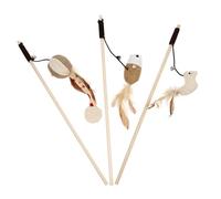 SOIMISS 3pièces Jouet Interactif pour Chat Bâtonnet de Jeu avec Plumeau et Clochette Lot pour Chaton et Animal de Compagnie