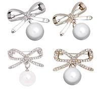 SOIMISS 4 Broches Nœud en Alliage, Boutons de Col Ornés de Cristaux, Accessoires Élégants pour Robes et Chapeaux, Lot Décoratif