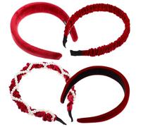 SOIMISS 4 Pièces Bandeaux Larges pour Femmes Serre-têtes Minimalistes Rouges pour Maquillage et Fêtes Du Nouvel An Accessoires Coiffure Polyvalents et Confortables