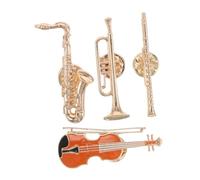 SOIMISS 4 pièces Broches Musique Métal Pins Instruments Saxophone Guitare Trompette Flûte Légers et Portables pour Festivals et Cadeaux