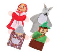 SOIMISS 4 pièces Marionnettes à Doigts Bois Animaux Jouets Éveil pour Garçon Fille Set pour Jeu Conte et Rôle