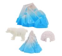 SOIMISS 4 pièces Miniature Igloo Décor avec Animaux Polaires Modèle de Maison de Glace Réaliste pour Garçon Fille Figurines Arctic pour Décoration Hivernale