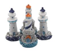 SOIMISS 4 Pièces Miniature Lighthouse Figurines Resin Decoration Mediterranean Style Nautical Table Ornament for Garden and Home Natural Coastal Microlandscape