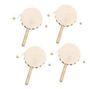 SOIMISS 4 pièces Set de Tambours Hochet Bois à Peindre Jouets Créatifs pour Garçon Fille Bricolage Musical Artisanal Activités Manuelles Éducatives