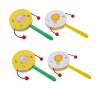 SOIMISS 4 Pièces Tambour Bois Montessori pour Garçon Fille Ensemble de Tambours à Main Bois avec Design Animaux Lion et Hibou Percussion Éducatif pour Développement Musical et