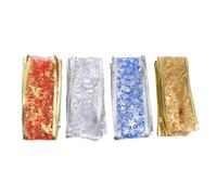 SOIMISS 4 Rouleaux Ruban de Noël Imprimé Pentagramme Doré, 4 Tissu | Largeur 2cm, Look Festif et Lisse, Facile à Nouer, pour Bouquets et Décorations de Mariage